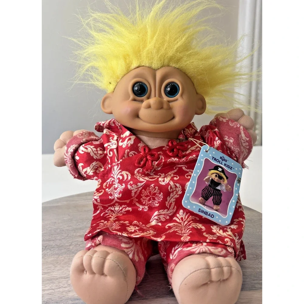 Russ Troll Kids Doll “Sinbad” Yellow Hair Red Outfit w/ Hang Tag Vintage 90s - Picture 3 of 8